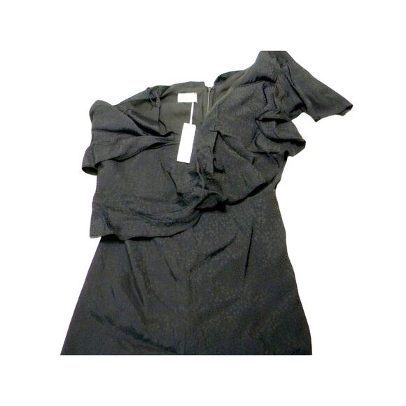 Gentle‎ Fawn Nikita Romper Black V-Neck Ruffle Swiss Dot One Shoulder Size Large - Picture 1 of 6
